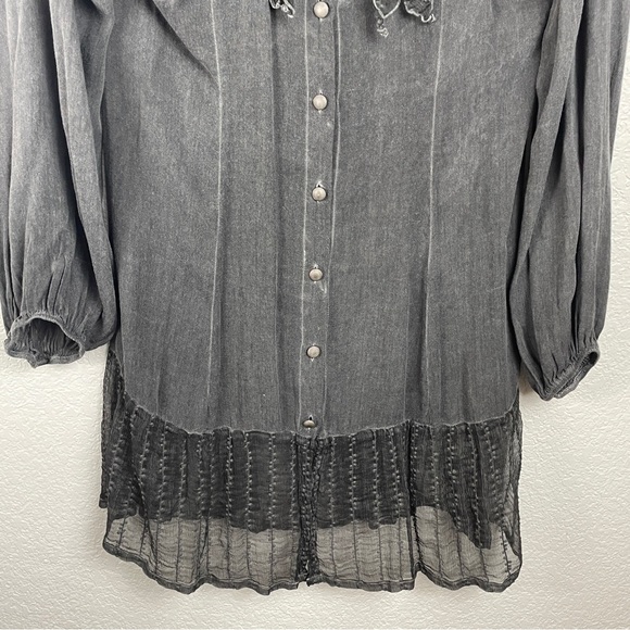 Saga made in Italy tunic top medium dark academia whimsy goth romantic sheer - Picture 4 of 11